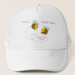 Custom Text Happy Love Bees Trucker Hat