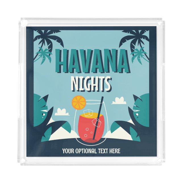 Custom Text "Havana Nights" Acrylic Tray (Front)