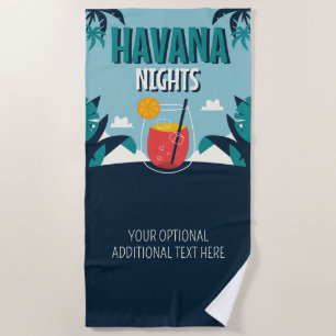 Custom Text "Havana Nights" Beach Towel