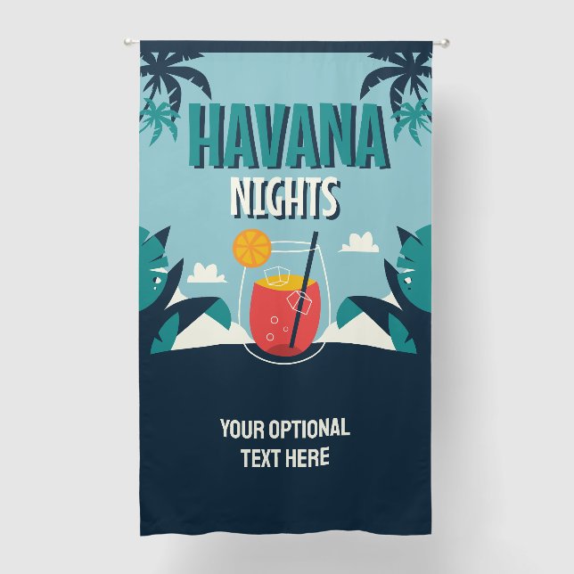 Custom Text "Havana Nights" Blackout Curtains (Front)