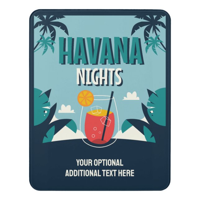Custom Text "Havana Nights" Door Sign (Contemporary Vert)