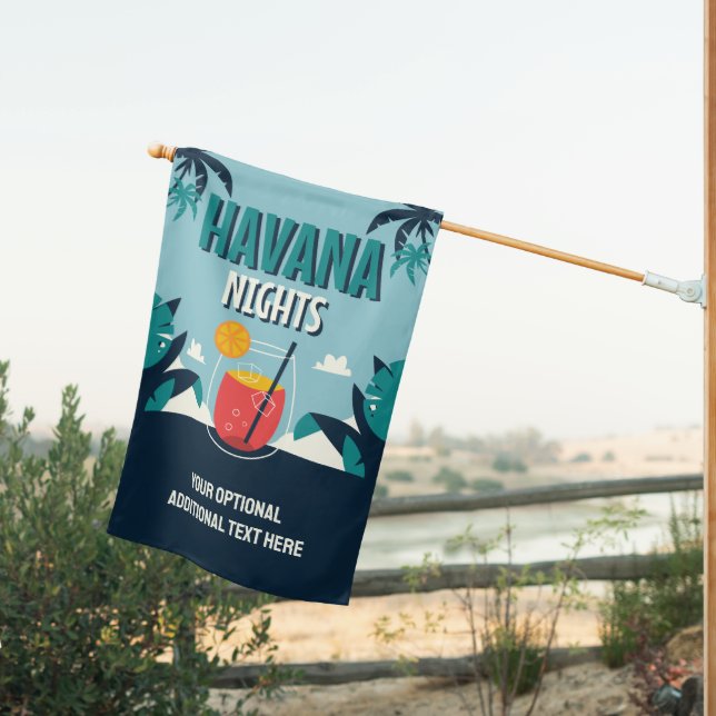 Custom Text "Havana Nights" House Flag (Insitu (Back))