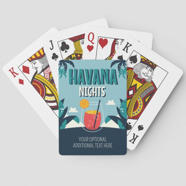 Custom Text "Havana Nights" Poker Cards (Back)
