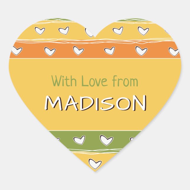 Custom text Heart Doodles stickers (Front)