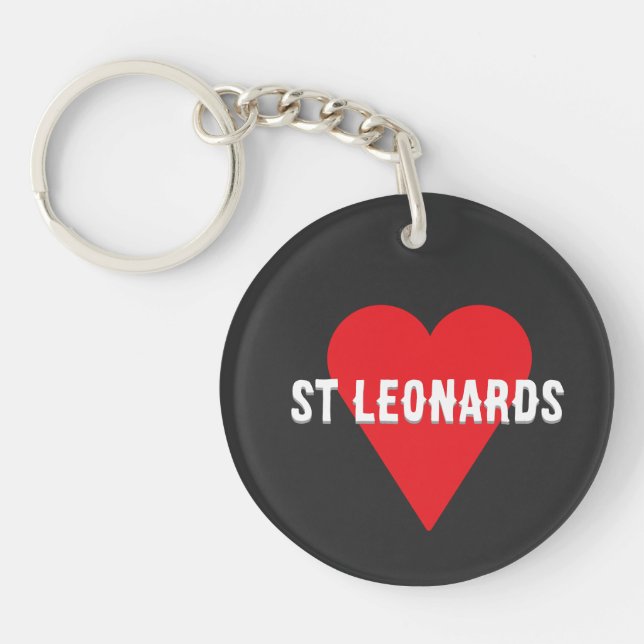 Custom text Heart – Personalised “I Love  Keychain (Front)