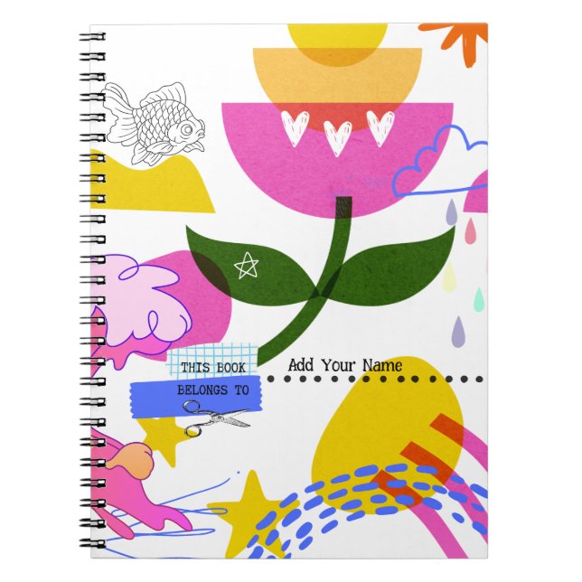 CUSTOM TEXT - Hearts and Flower | Notebook (Front)