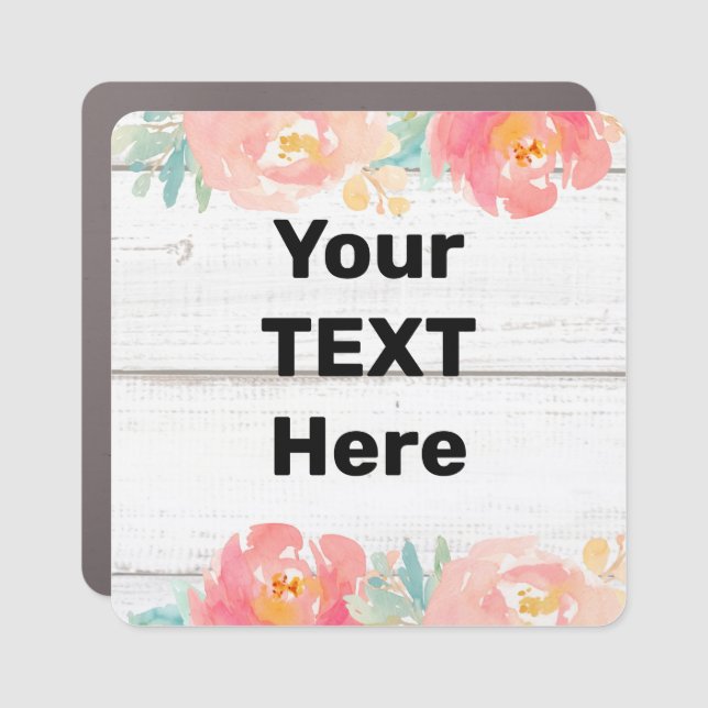 Custom Text Heavy Duty Magnet | Farmhouse Floral (Front)