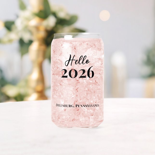 Custom Text Hello 2026 New Years Eve Party Can Glass (Insitu (Wedding))