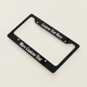 Custom Text Here White Script on Black License Plate Frame | Zazzle