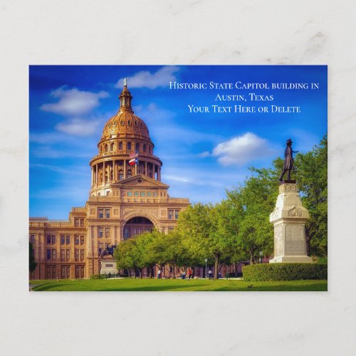 Custom Text Historic State Capitol Austin Texas Postcard