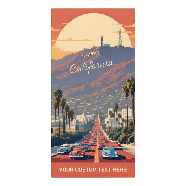 Custom Text Hollywood California Door Sign (Classic Front Vert)