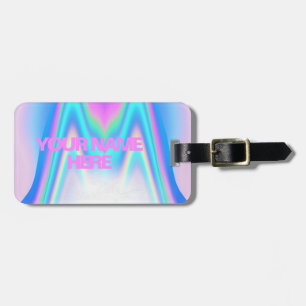 Custom Text Holographic Iridescent Luggage Tag
