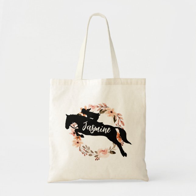 Custom Text Horse Name Cute Tote Bag (Front)