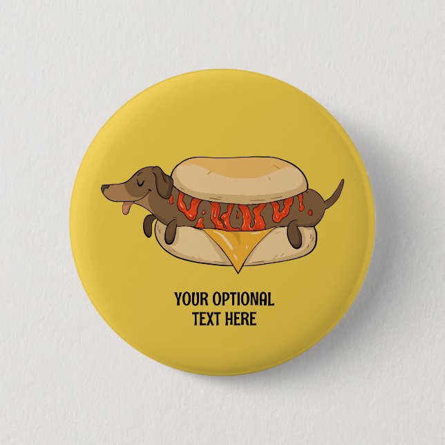 Custom Text Hot Dog Button (Front)
