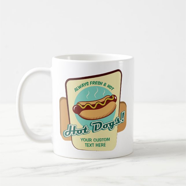 Custom Text Hot Dog Coffee Mug (Left)