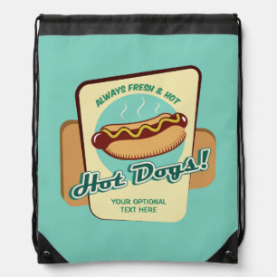 Custom Text Hot Dog Drawstring Bag