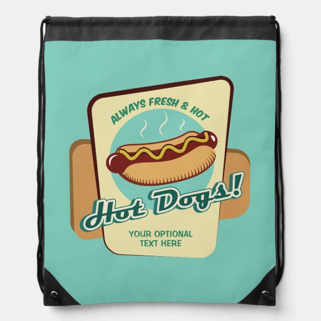 Custom Text Hot Dog Drawstring Bag (Front)