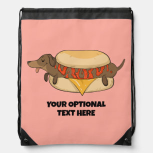 Custom Text Hot Dog Drawstring Bag