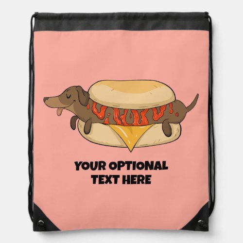 Custom Text Hot Dog Drawstring Bag