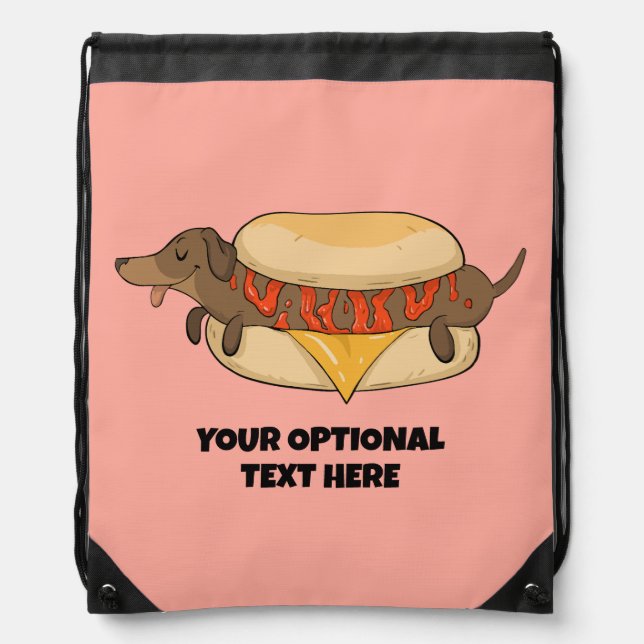 Custom Text Hot Dog Drawstring Bag (Front)