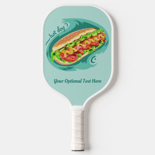 Custom text Hot Dog Illustration Pickleball Paddle