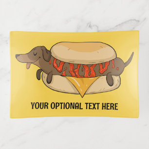 Custom Text Hot Dog Trinket Tray