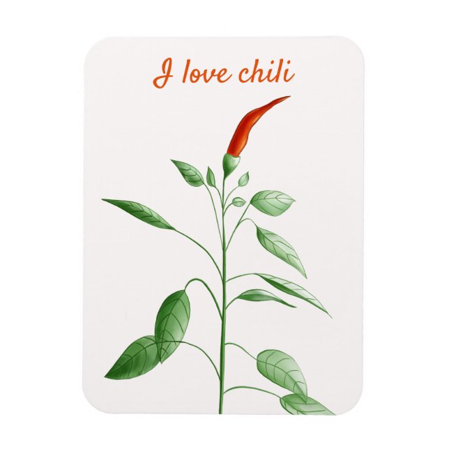 Custom Text Hot Pepper Plant Botanical Love Chili Magnet (Vertical)