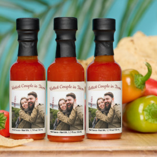 Custom Text Hottest Couple in Town Photo Hot Sauces