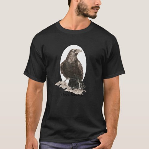 Custom Text I love Ravens Bird Nature Wildlife T_Shirt