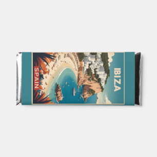 Custom Text Ibiza, Spain Travel Poster Hershey Bar Favors