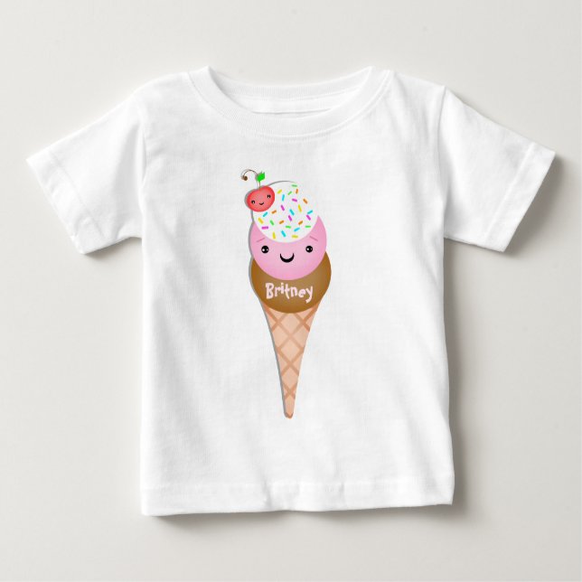 Custom  Text  Ice Cream Cone Baby T-Shirt (Front)