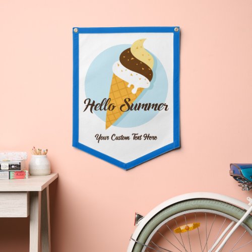 Custom Text Ice Cream Hello Pennant