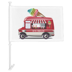 Custom text Ice Cream Truck car flag