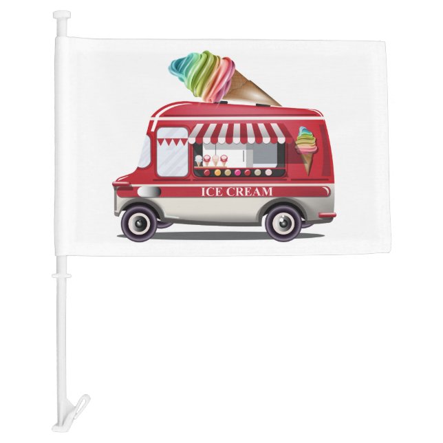 Custom text Ice Cream Truck car flag (Front)