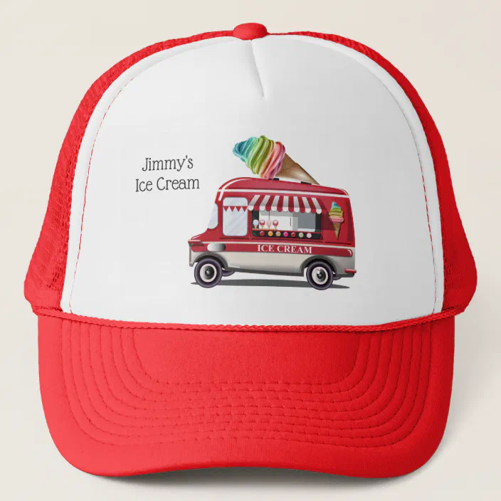 Custom Text Ice Cream Truck Hat Zazzle Com