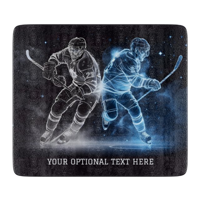 Custom Text Ice Hockey Cutting Board (Front)