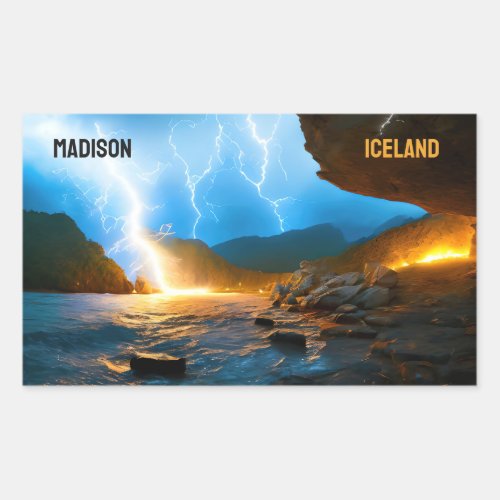 Custom Text Iceland Rectangular Sticker