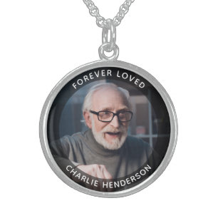Custom Text In Loving Memory Photo Keepsake Sterling Silver Necklace