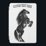 Custom Text iPad Cover Upright Black Wild Horse<br><div class="desc">Upright Black Wild Horse - Painting - Customizable - Choose / Add Your Unique Text - Name / Colors / Font / Size / Elements - Image / more - Make Your Special Gift - Resize and move or remove and add elements / text with customization tool ! Painting and...</div>