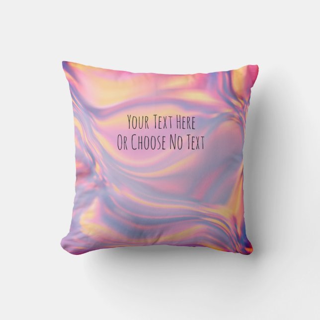 Custom Text/ Iridescent Holographic Metallic Foil Throw Pillow (Front)