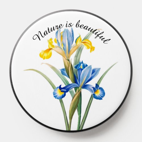 Custom Text Iris Blue and Yellow Watercolor PopSocket