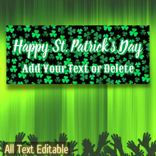 Custom Text Irish Party St Patricks Day Shamrock Banner