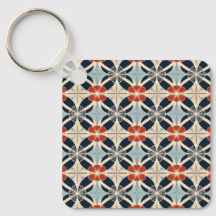 Custom Text Japanese Floral Pattern Keychain