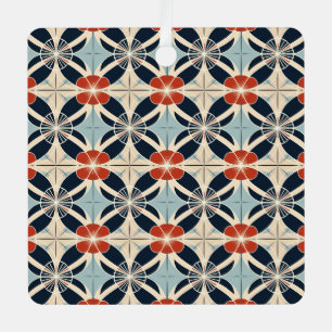 Custom Text Japanese Floral Pattern Metal Ornament