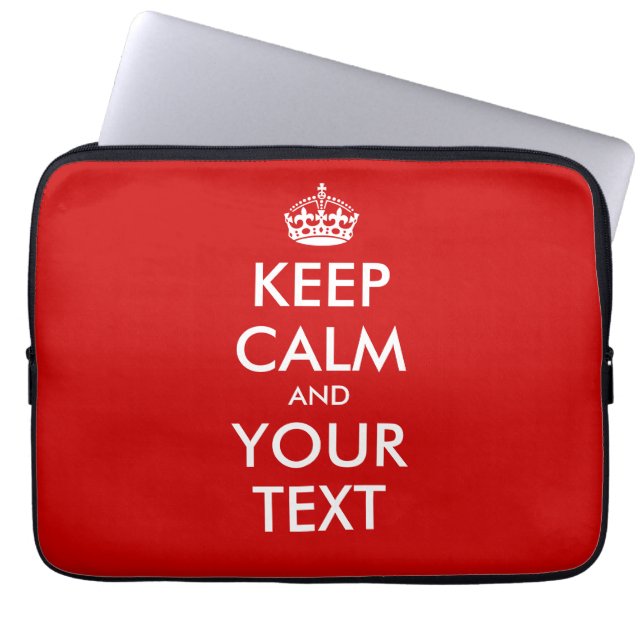 Custom text Keep calm laptop sleeve (Front)