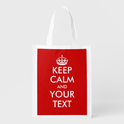 Custom text Keep Calm reusable shopping bag