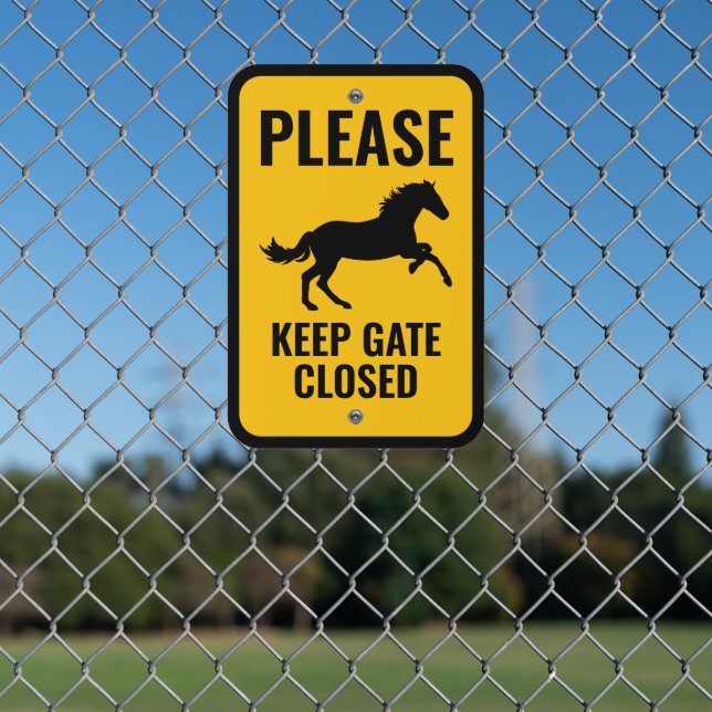 Custom Text Keep Gate Closed Horse Barn Ranch Metal Sign (In Situ(Fence))