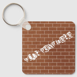 Custom Text Keychain Gift Brick Wall Design