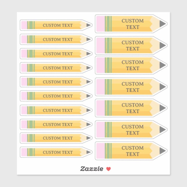 Custom Text Kid Teacher School Pencil Shaped Sticker (Sheet)