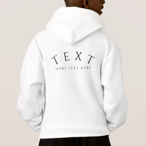 Custom Text Kids Boys Modern Back Design Print Hoodie